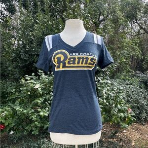 NFL Los Angeles Rams Navy and Yellow Short Sleeve Women's Tee